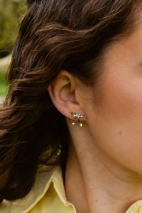 My Doris - SILVER BOW STUD EARRINGS