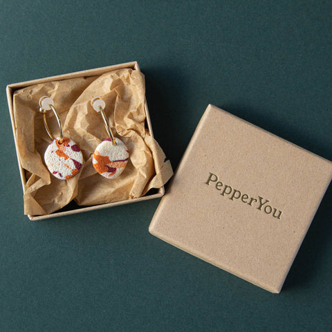 Pepper You - Terrazzo 'The One' Hoop Earrings in Berry, Pumpkin & Peach