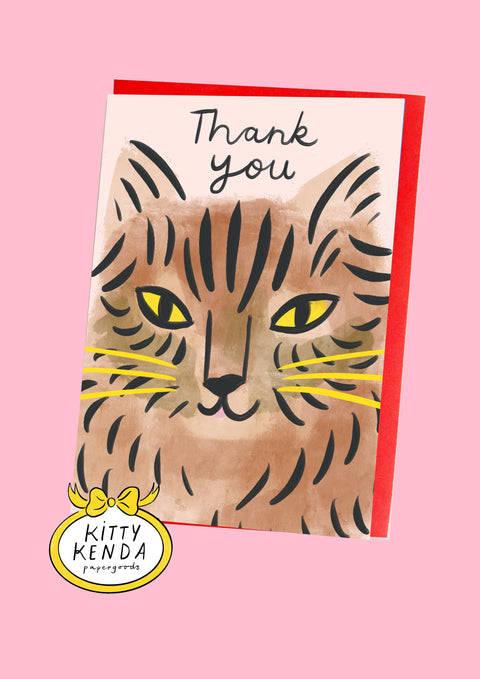 Kitty Kenda Tabby Cat Thank You Card