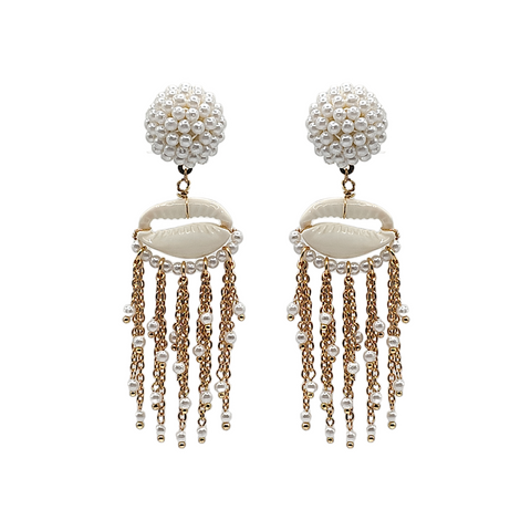 Narratives The Line - Statement Shell Tassel Earrings