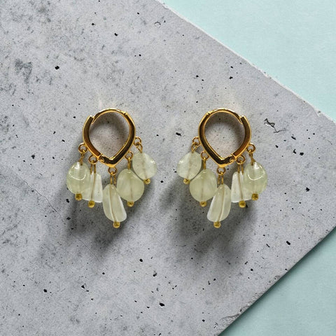 Narratives The Line - Mini Prehnite Cluster Hoop Earrings