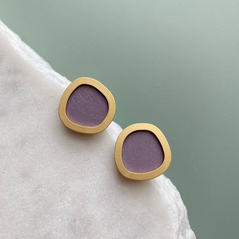 MicaPeet Coloured/Gold Circle Geometric Stud Earrings
