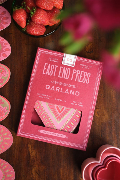 East End Press - Hearts Concertina Garland
