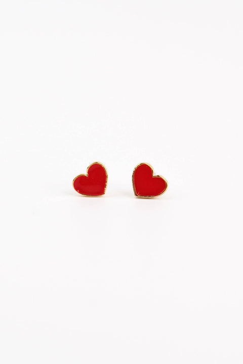 My Doris - Red enamel small heart studs