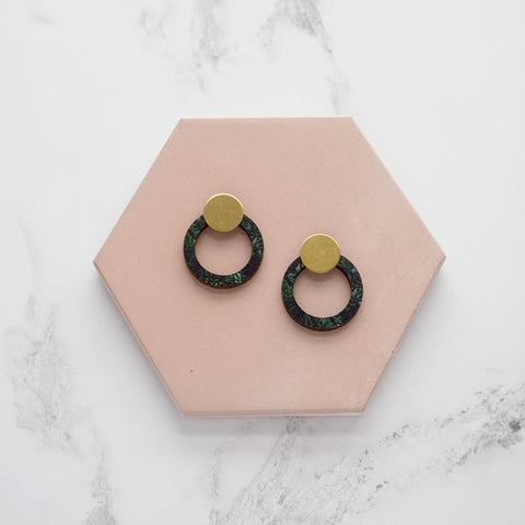 MicaPeet Green Ring Stud Earrings
