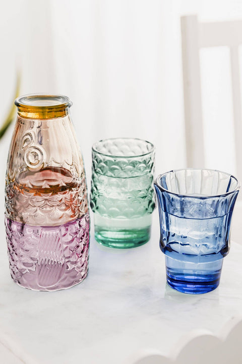 UBERSTAR - Fish Stacking Drinking Glass - Set of 4 - Rainbow