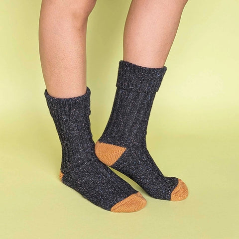 Catherine Tough Unisex Ribbed Socks Navy