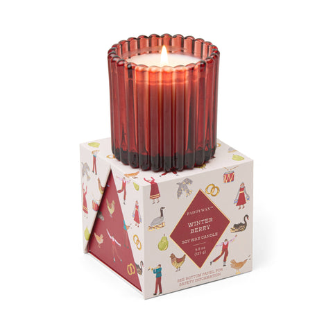 Designworks Collective - Winter Berry Ribbed Glass Candle