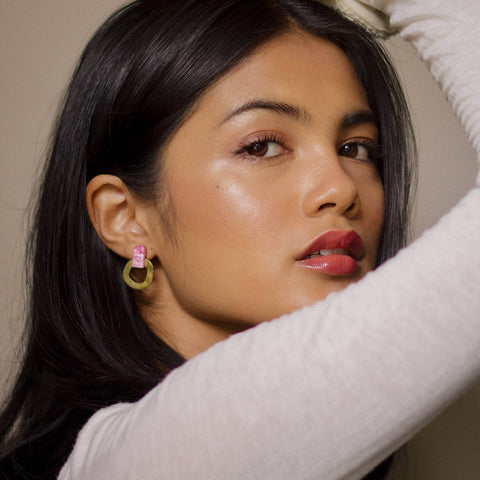 Pepper You Around Brass Stud Earrings