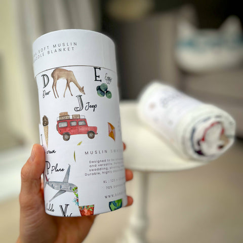 Banks-Lyon Botanical - Bamboo Baby Swaddle Blanket, Alphabet Print