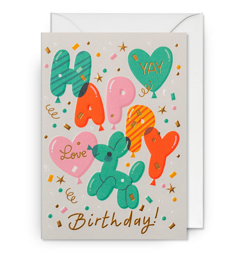 Yay Happy Birthday Balloons & Confetti Card