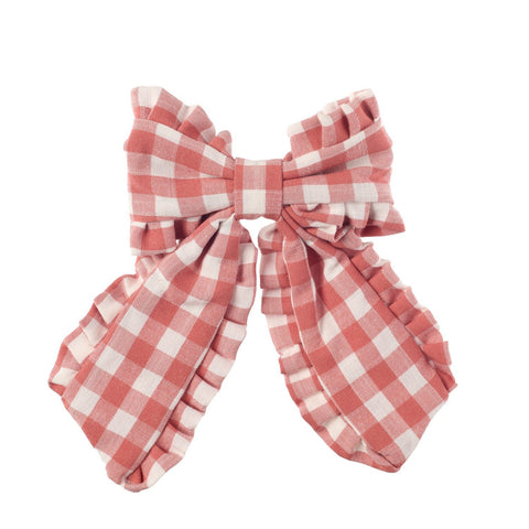 Gingham Ruffle Long Bow Clip, Rockahula Kids