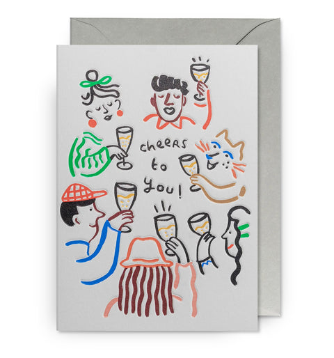 Cheers to You Retro Illustrated Greeting Card