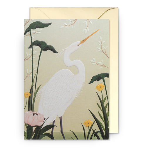White Heron Greeting Card