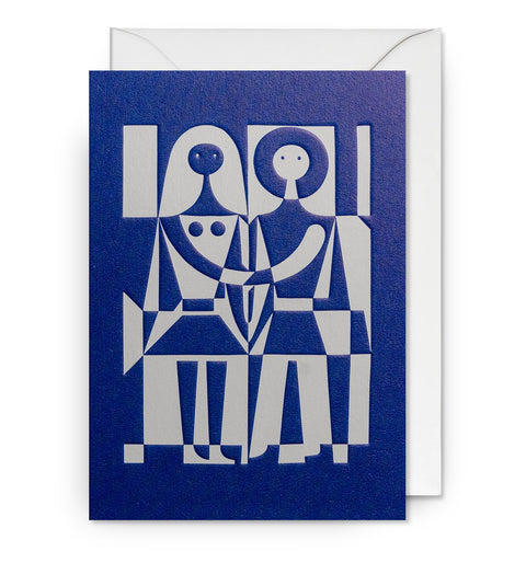 Blue and White Couple Holding Hands Card