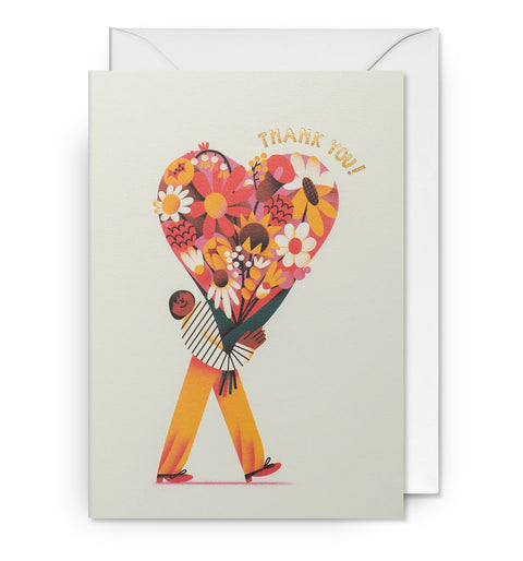 Heart Flower Bouquet Thank You Card