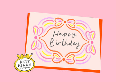 Kitty Kenda Papergoods - Happy Birthday Bright Bow Card