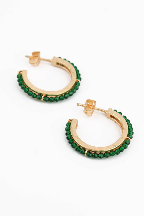 My Doris - Green crystal gold hoops