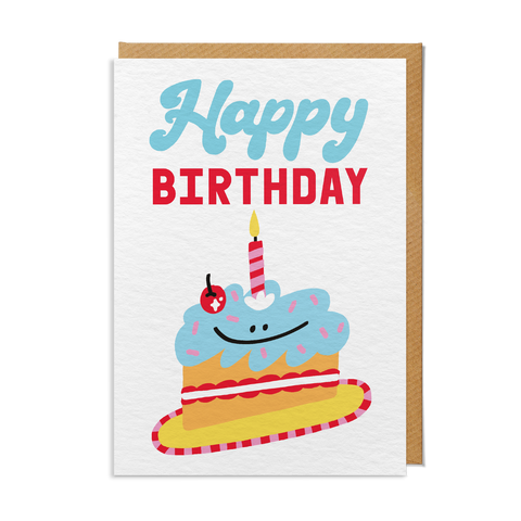 Happy Birthday Card Smiling Cake Slice, Sanders de Roeper