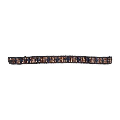 Narratives The Line - Navy & Bronze Narrow Cross Bracelet