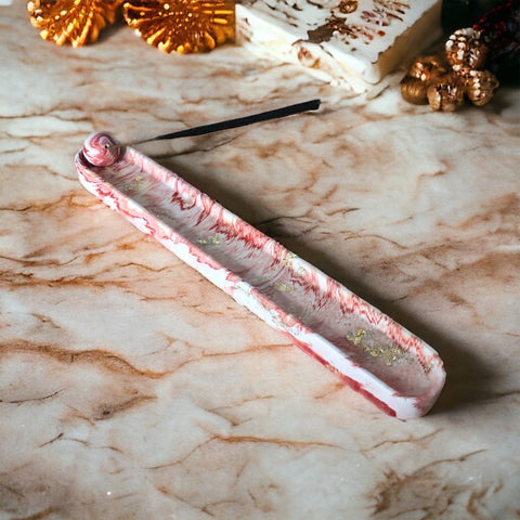 Eco Homeware Studio - Jesmonite incense holder - Orange Marble