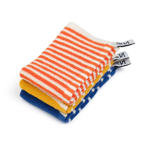 Sophie Home Resusable Washcloths: Striped Orange