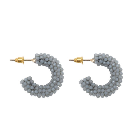 Narratives The Line - Mini Light Grey Crystal Cluster Hoop Earrings