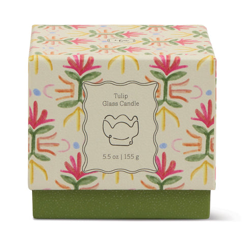 Designworks Collective - Tulip Purple and Green Glass Candle