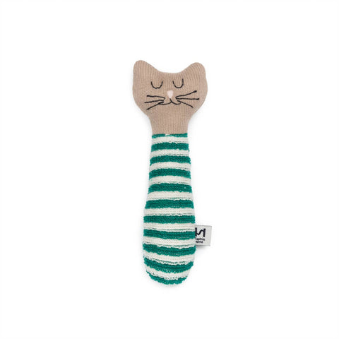 Cotton Knit Baby Rattle Toy: Cat Green, Sophie Home