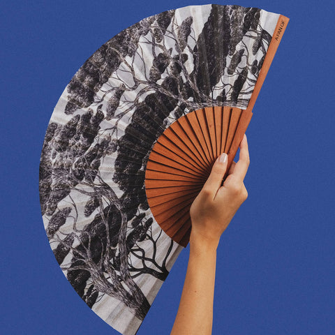 A FAN OF - CHARCOAL FOREST Fan - 27 cm - White and black
