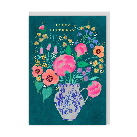 Flower Vase Happy Birthday Card