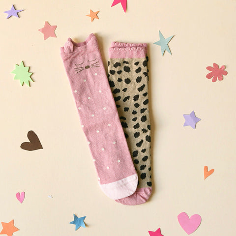 Clara Cat Leopard 2 Pack Socks, Rockahula Kids