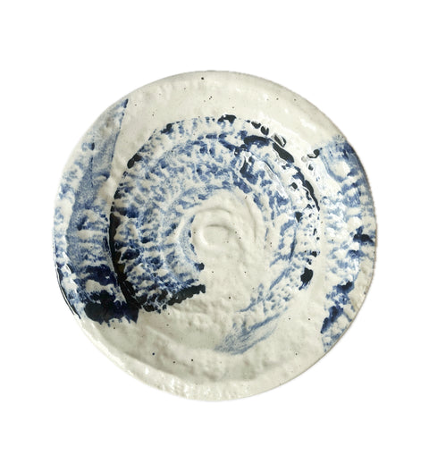 Japanese Blue Brush on White plate