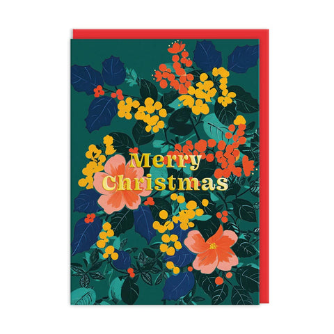 Floral Merry Christmas Card