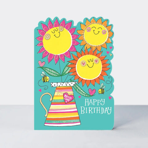 Rachel Ellen Designs Happy Birthday - Sunflowers & Jug Card