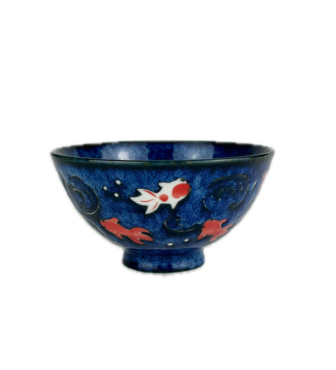 Japanese Gold Fish blue rice bowl
