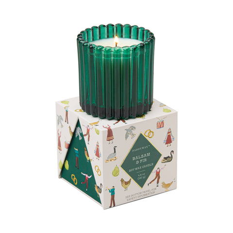 Designworks Collective - Balsam Fir Ribbed Glass Candle