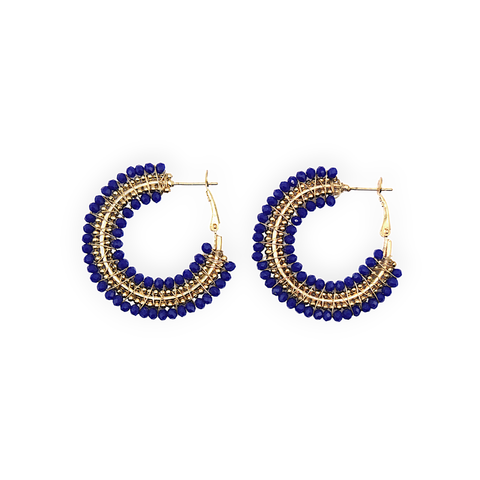 Narratives The Line - Mini Beaded Ombre Crystal Hoop Earrings