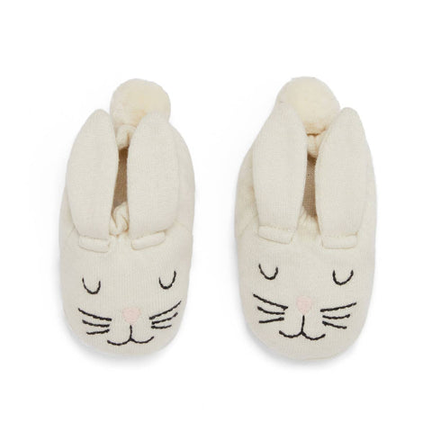 Cotton Knit Baby Booties - Ivory Rabbit, Sophie Home