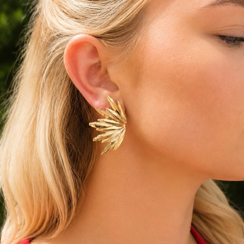 Narratives The Line - Gold Leaf Fan Earrings