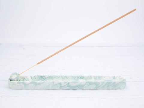 Eco Homeware Studio - Jesmonite incense holder - Zen Green Marble