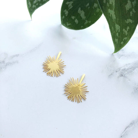MicaPeet Gold Palm Leaf Stud Earrings