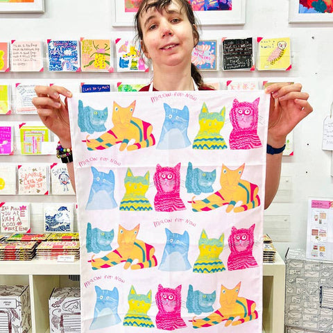 ARTHOUSE Unlimited - Miaow for Now, 100% Organic Cotton Tea Towel