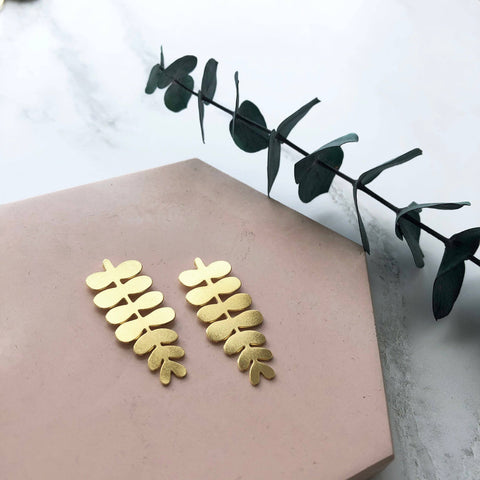 MicaPeet Gold Branch Leaf Stud Earrings