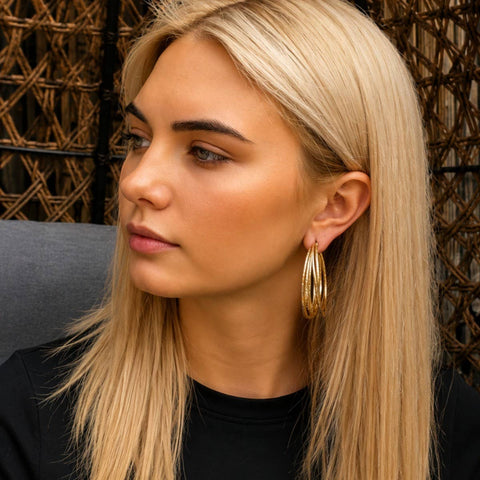Narratives The Line - Gold Multi Row Hoop Earrings