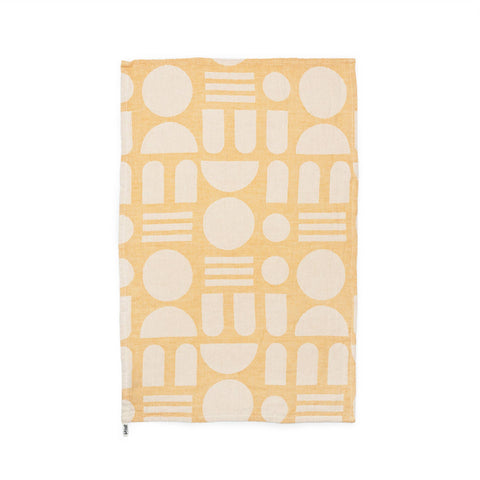 Sophie Home Cotton Tea Towel: Stack the Dishes Yellow