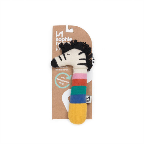 Sophie Home Cotton Knit Baby Rattle Toy: Zebra Rainbow