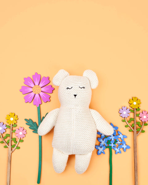 Best Years Organic Cotton Knitted White Teddy Bear Toy