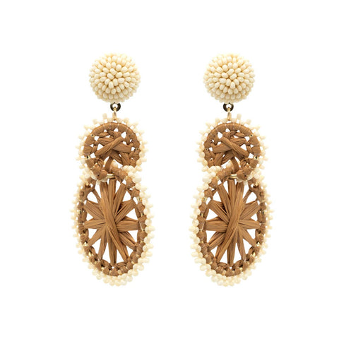 Narratives The Line - Tan & Ivory Double Circle Drop Earrings