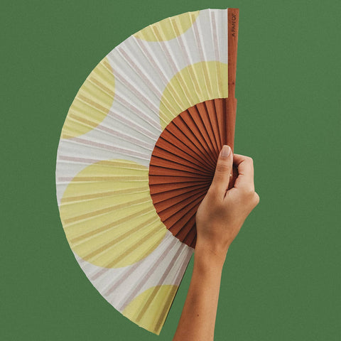 A FAN OF - FLUO DOTS Fan - 23 cm - White and Yellow